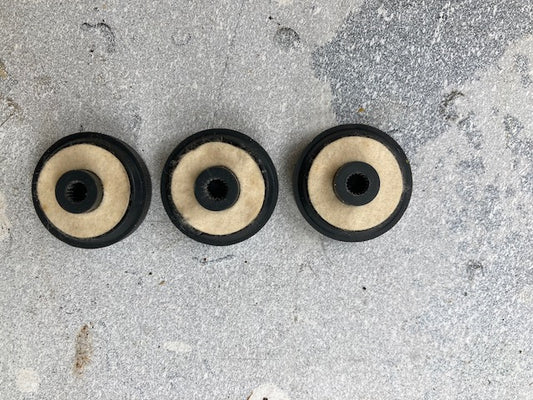 3X, Black Milled Edge, Silver Bright, Sony, Knobs, 33mm Dia, 10mm Height, 6mm Splined Shaft