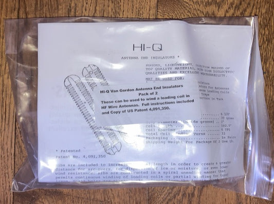 HI-Q, VAN GORDON, ANTENNA END INSULATORS X2  6 INCH LENGTH, 1 INCH DIA, NOS