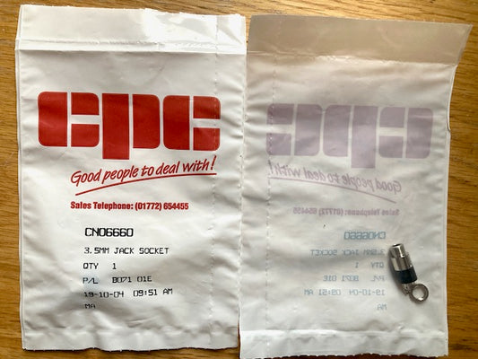 CPC, 3.5mm JACK SOCKET, THREE TERMINAL, CHASSIS MOUNT, KNURL RING NUT, CN06660,