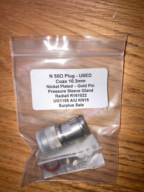N 50R PLUG,, CO-AX 10.3mm, RADIALL, R161022, UG1185 A/U KN15, EX EQUIPT,