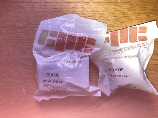 28mm Dia., Miniature Mylar Speaker, 8 ohm @ 0.5W,  CPC, LS01099, NOS