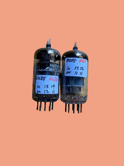 ECC88, BRIMAR, MATCHED PAIR, SAME FACTORY CODE, 3H5, FOOTSCRAY AUGUST 1965  MANUFACTURE, ECC88