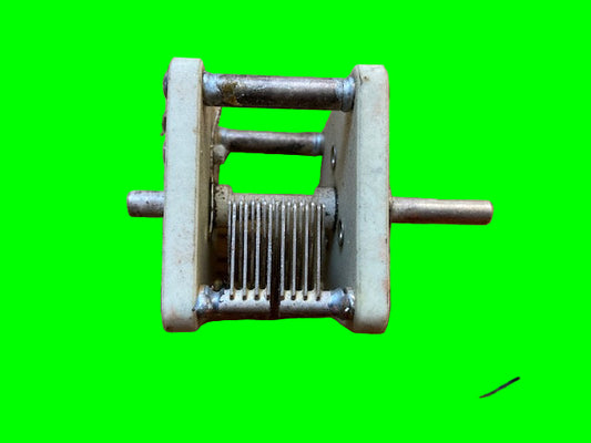 100 + 100pF, Air Dielectric Variable Capacitor, Tuning Gang,  Ceramic Frame, 50 x 50 x 46mm, Ex Equipt