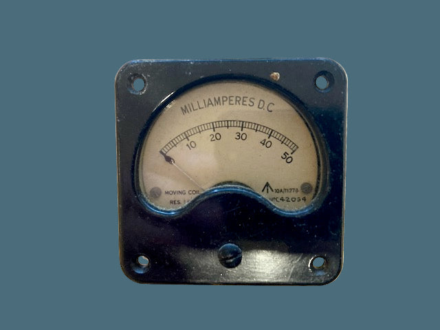 AIR MINISTRY, 10A/11278, 0-50mA, Moving Coil Meter, DATED 1943, 2 1/4INS, 55mm SQUARE
