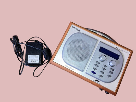 Pure Tempus 1XT, DAB/FM Digital Radio Cherry Wood Finish, Boxed, With Power Supply, for restoration