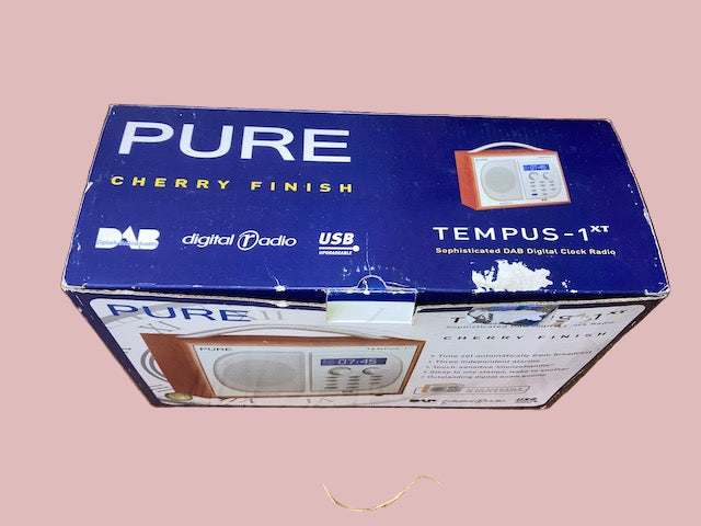 Pure Tempus 1XT, DAB/FM Digital Radio Cherry Wood Finish, Boxed, With Power Supply, for restoration