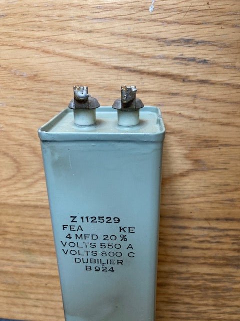 DUBILIER, NITROGOL, PIO, PAPER BLOCK CAPACITOR, CERAMIC TERMINAL, 4uF @ 550V