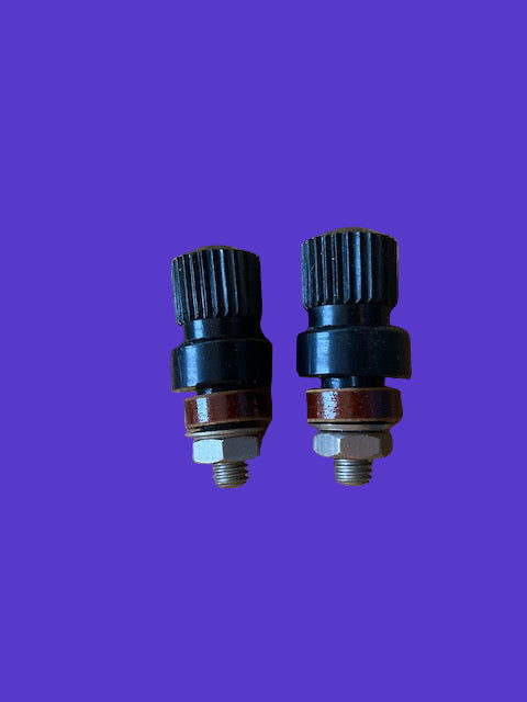 SET OF 2X BINDING POST, BLACK, HEAD 15mm DIA., OVERALL LENGTH 40mm