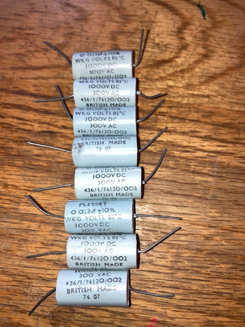 PLESSEY, 0.0022uF @ 1000V, AXIAL CAPACITORS, SHORT LEAD