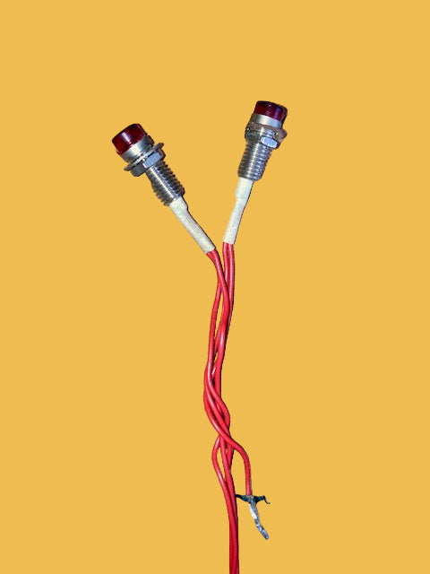 2X 1960s RS, Radiospares, Nickel Bodied, Neon Indicator, 240 V, Wire Leaded, 7mm Red Lens, Ex Equipt.