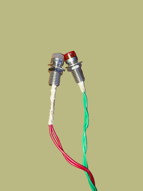 2X 1960s RS, Radiospares, Nickel Bodied, Neon Indicator, 240 V, Wire Leaded, 7mm Red and Amber Lens, Ex Equipt.