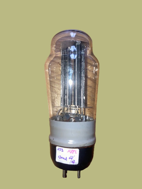 5U4G, GEC, 10E/373, U52,BLACK BASE, WITH BROKEN SPIGOT, HAMMERSMITH PRODUCTION FOR AIR MINISTRY with ENVELOPE OVERCAP SLEEVE, VT-244, 5U4G, 5U4