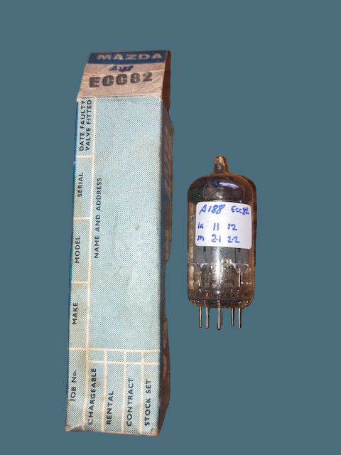 ECC82, MARCONI, WHITE PRINT, Gf6 ⊿ 5H4, HEERLEN AUGUST 1964 MANUFACTURE