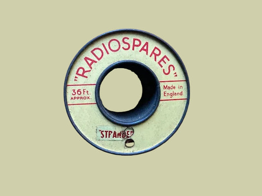 RS, RADIOSPARES, PINK/BLACK, STRANDED WIRE, 36 FT, 2 INS DIA TIN REEL,