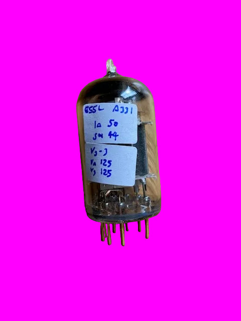 E55L, Mullard, CV5808, 8233, Gold Pin, Black Anode, 3 Mica,