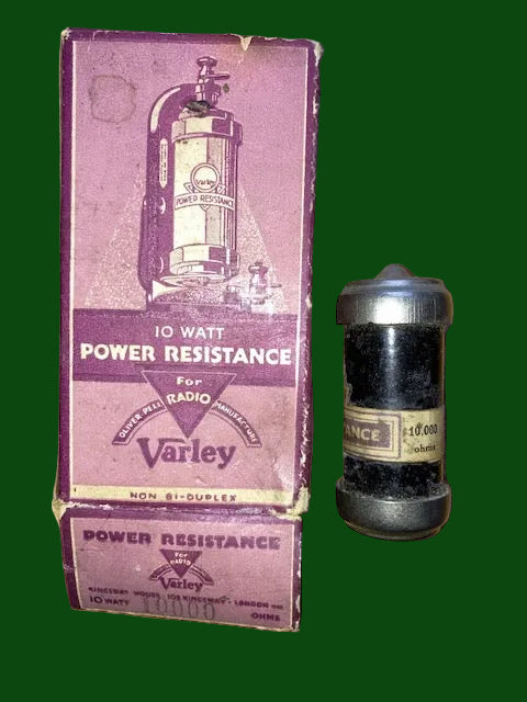 E WOUND RESISTOR, ANODE CARTRIDGE RESISTOR, VARLEY, 10000 OHM,10K, BOXED 1927