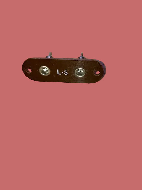 BELLING, 2PIN, PAXOLIN, CHASSIS MOUNT SOCKET, NOS, MARKED L.S, APPROX 50mm LENGTH, APPROX 24mm PITCH