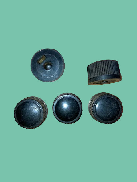 BLACK, MILLED EDGE, DOME TOP, KNOB, 24mm DIA., 16mm HEIGHT, 6mm SHAFT