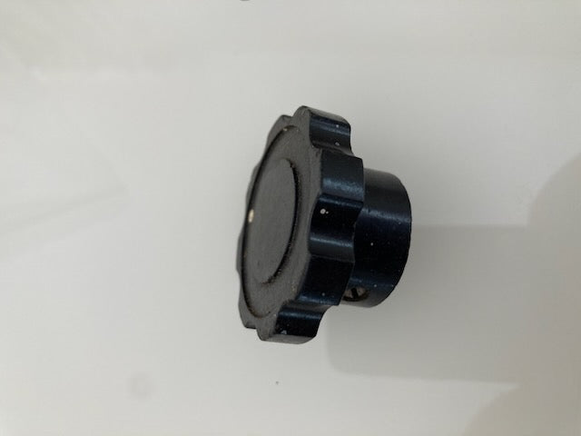 MARCONI, BLACK FLUTED KNOB, TOP HAT PROFILE, 43mm DIA, 24mm HEIGHT