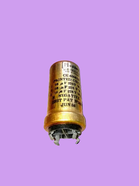 PLESSEY, 16 + 16 + 16uF @ 275V , RADIAL, ELECTROLYTIC, SNAP IN CAPACITOR
