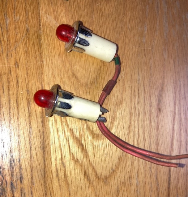 1960s RS, Radiospares, Neon Indicator, 240 V, Wire Leaded, As used on Marshall Amplifiers, Red Lens, Chrome Bezel