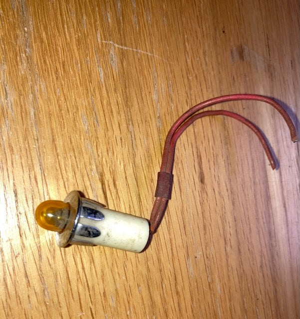 1960s RS, Radiospares, Neon Indicator, 240 V, Wire Leaded, As used on Marshall Amplifiers, Yellow Lens, Chrome Bezel