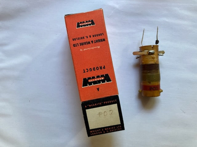 WRIGHT & WEARE, WEARITE COIL, OSCILLATOR COIL, NOS BOXED, TYPE PO2,