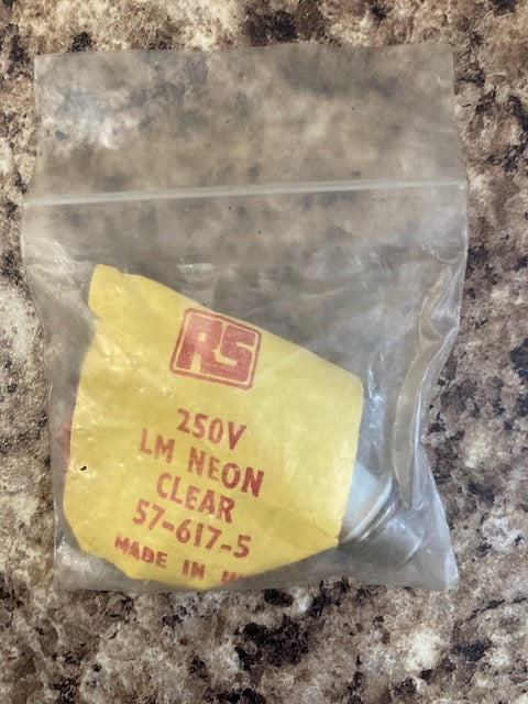 Neon Indicator Lamp - Clear LM 250 Volts - NOS - RS Number 576-175