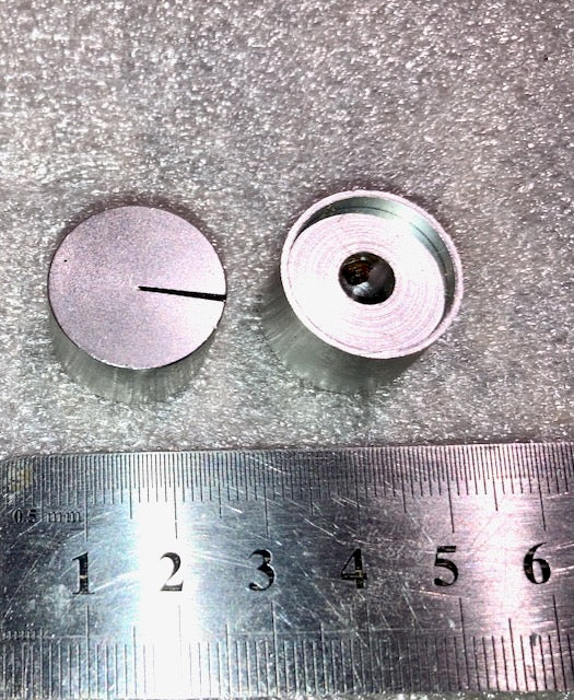 2x, BILLET ALUMINIUM KNOBS, 6mm SHAFT, 13mm HEIGHT, 20mm DIA.