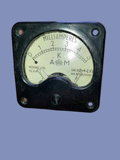 AIR MINISTRY METER, MOVING COIL, SQUARE, 2.25INS,10A/11000, SCALED 0-5mA DC
