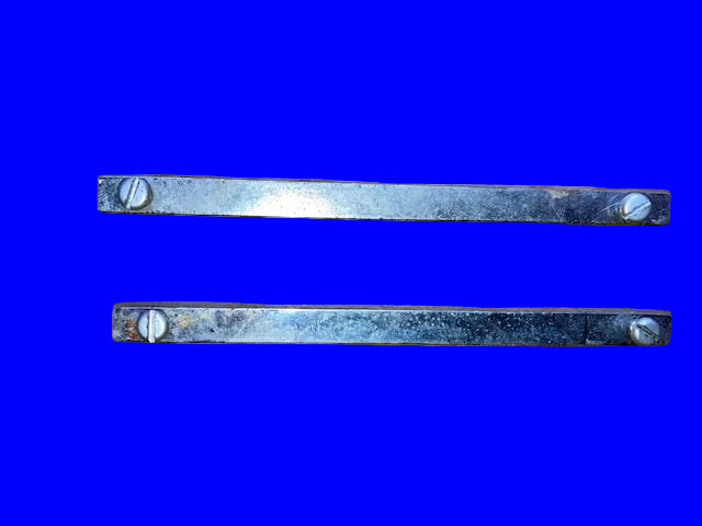 2x, ART DECO, ALUMINIUM BAR SPEAKER TRIMS, O/L 100mm, C/W SCREW FIXINGS 87mm CENTRES