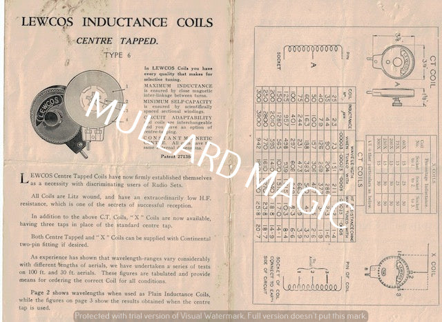 LEWCOS, COIL LEAFLET, 1929