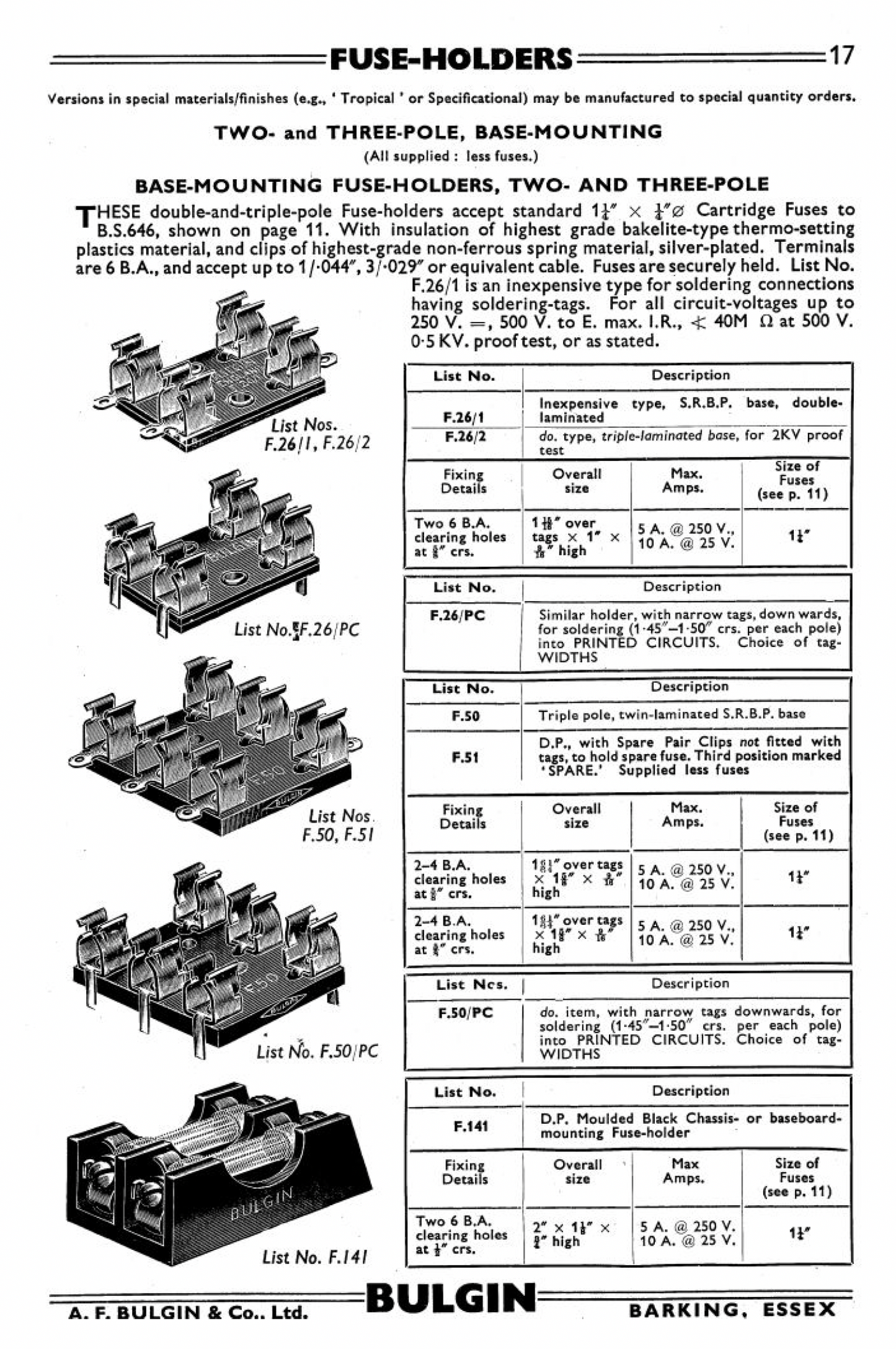 BULGIN, F26/PC, F26PC, TWIN FUSE, FUSE HOLDER,