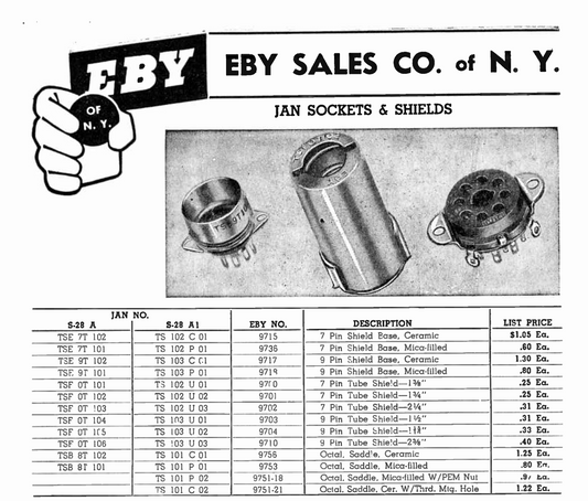 EBY, OCTAL, AO8, LOW LOSS, BROWN MICANOL, VALVE BASE, EX EQUIPT