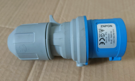 240V 16A, 3 Pin Industrial Plug & Socket, for Site Work, Splash Proof, IP44, Znpon P12342, NOS
