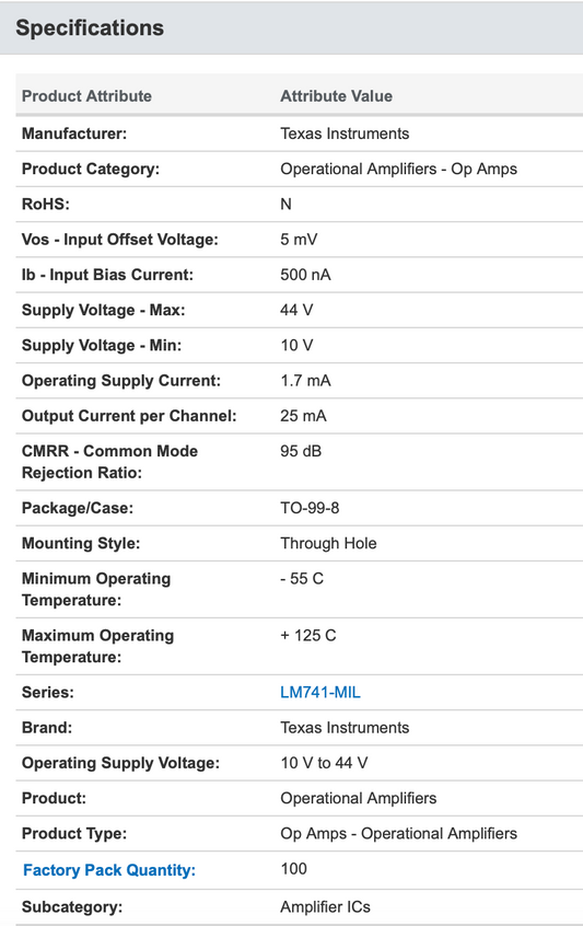 U5B7741393, Texas Instruments, Operational Amplifier