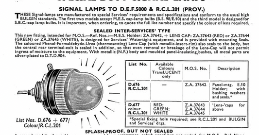 BULGIN, D676G, SPECIAL DUTY, SIGNAL LAMP, WHITE OPAQUE GLASS LENS