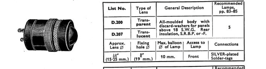 BULGIN, D200, SPECIAL DUTY, SIGNAL LAMP, CLEAR GLASS LENS