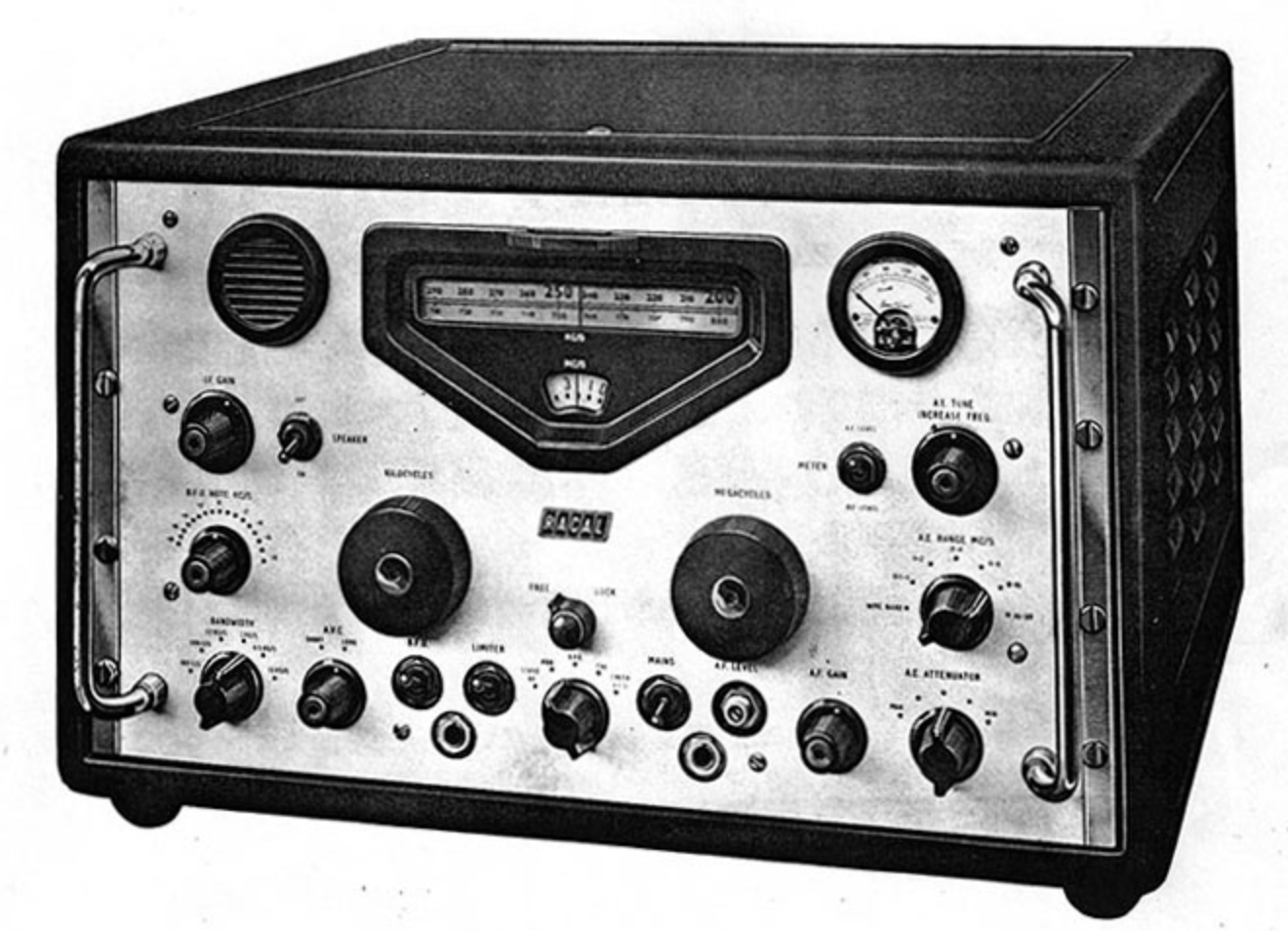 BERCO, BLACK MILLED EDGE KNOB, RACAL, RA17, RA117, MAIN TUNING KNOB, 60mm DIA, 6mm SHAFT, BRASS BUSHED