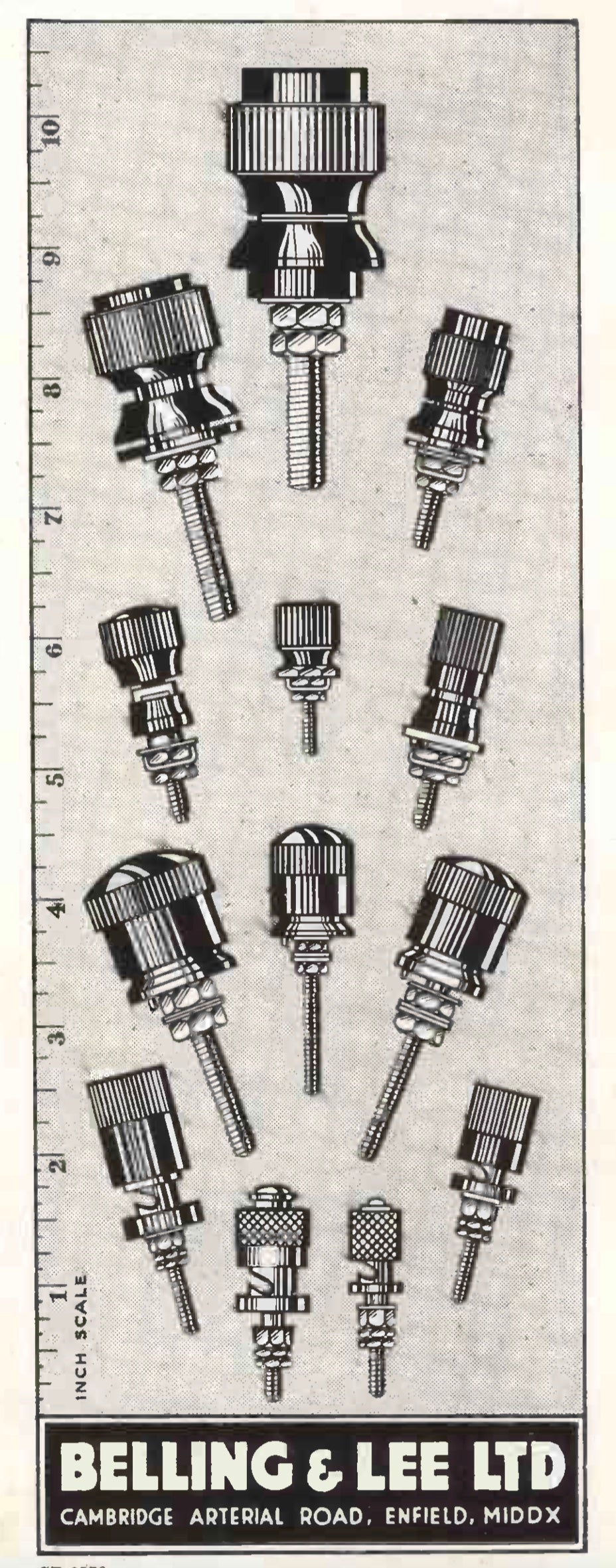 BELLING LEE, BINDING POST, BLACK, CENTRAL HOLE, 2BA STUD,