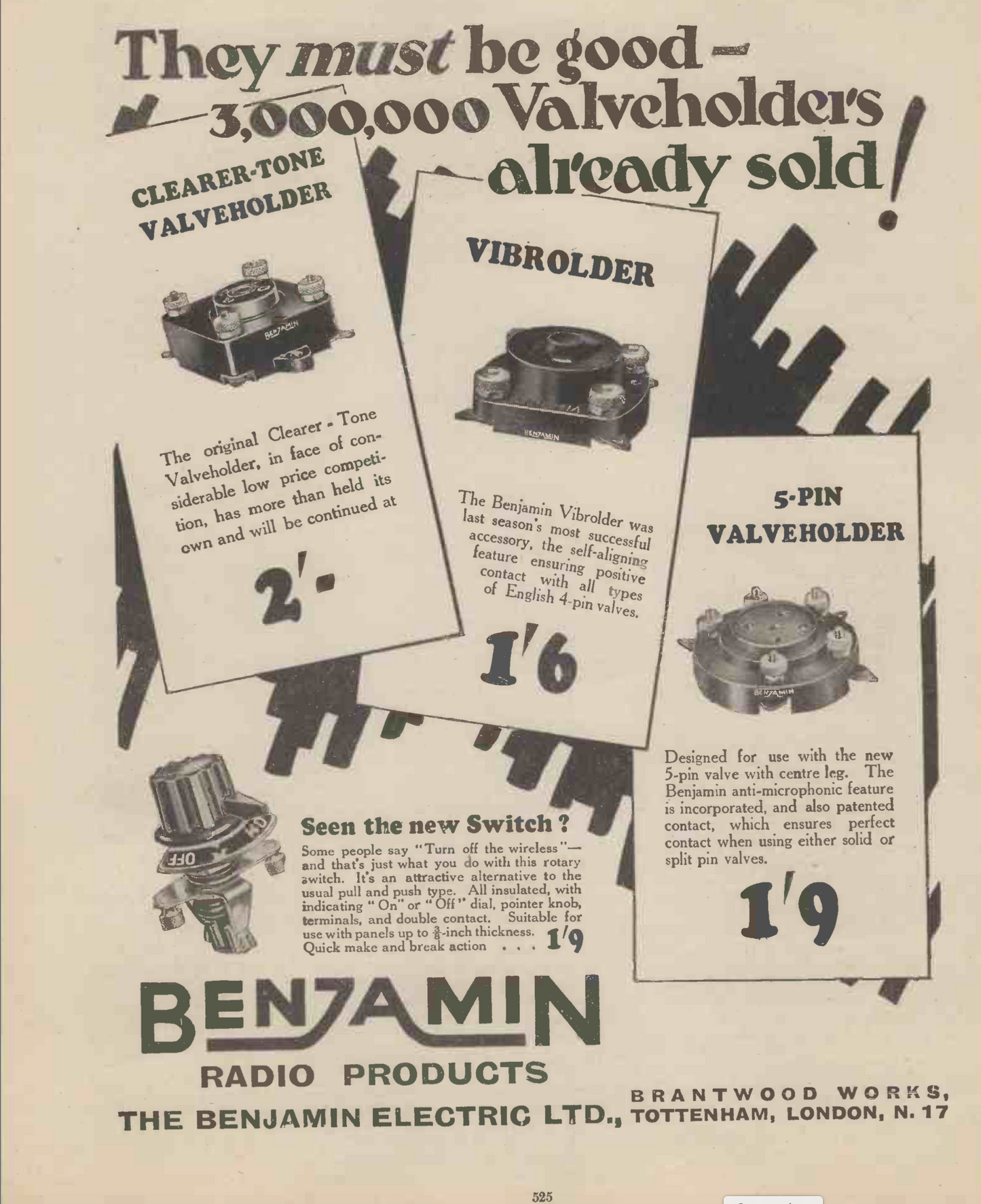 BENJAMIN, B4, BAKELITE, VALVE BASES, 1931, SQUARE SHAPED