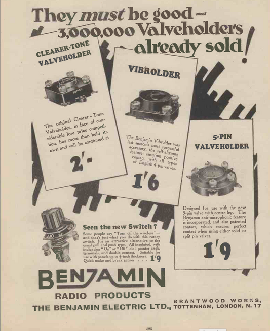 BENJAMIN, B4, BAKELITE, VALVE BASES, 1931, SQUARE SHAPED