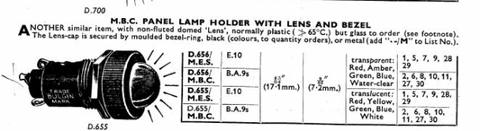 BULGIN, D655, SPECIAL DUTY, SIGNAL LAMP,
