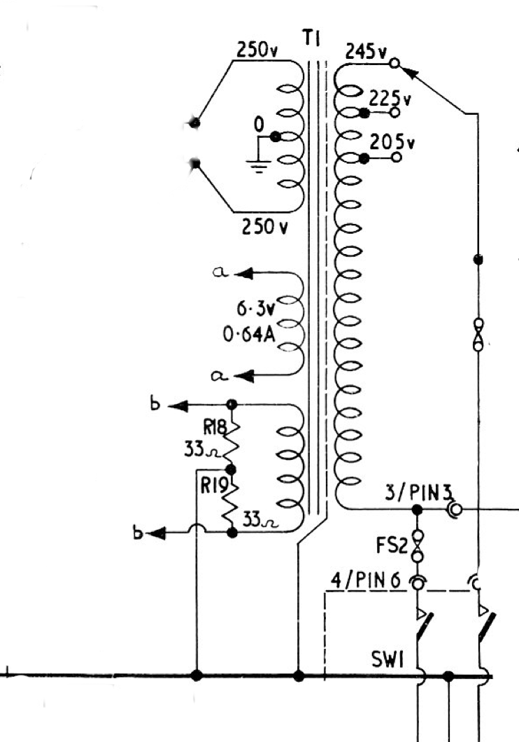 RADIOSPARES, RS, CONTINENTAL, DROP THROUGH, MAINS TRANSFORMER, 250-0-250V @ 50MA, 6.3-0-6.3V @ 0.64A, TERMINALS NUMBERED BUT NEED MAPPING AGAINST CIRCUIT DIAGRAM