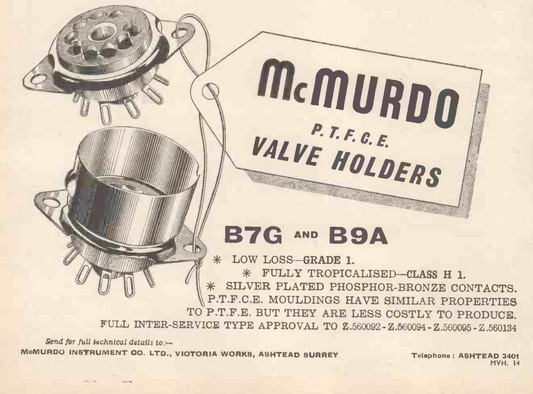 BLACK, MCMURDO, B9A, SCREENED VALVE BASE, VINTAGE, NEW UNUSED