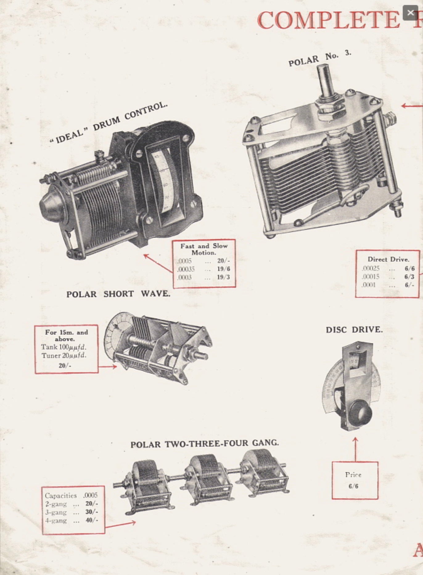 Wingrove Rogers, Polar, All Brass Condenser No.3, 0.0005 mfd, Boxed, New, 1931