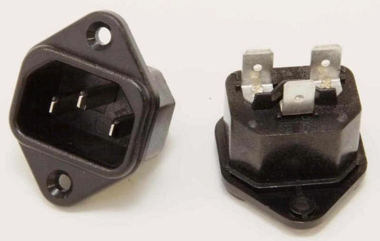 IEC CHASSIS SOCKET TO FIT APERTURE FOR BULGIN 2 & 3 PIN MAINS PLUGS - MULLARD MAGIC - 1