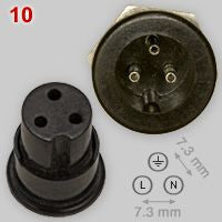 7.3mm DIA, MINIATURE BULGIN 3 PIN SOCKET, CHASSIS MOUNT,  P429 ,AS USED ON QUAD 303 33 AMPLIFIERS, NOS