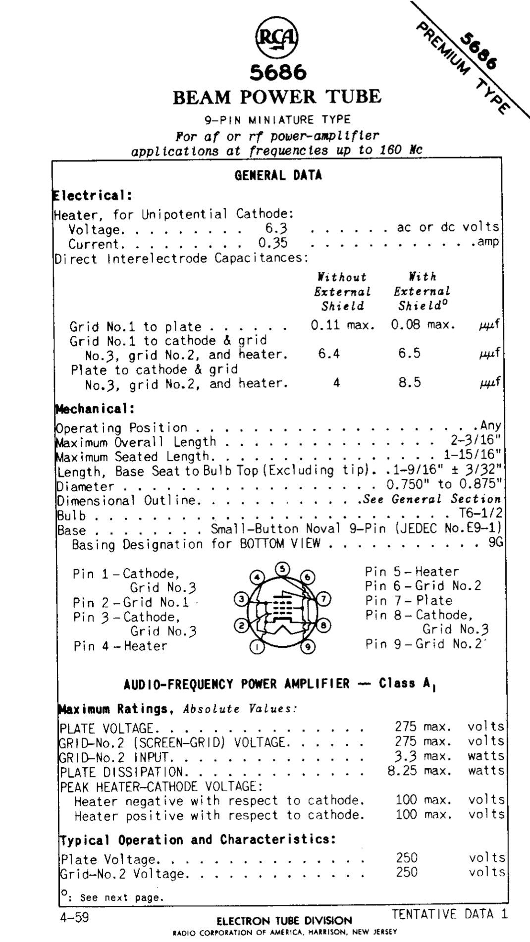 5686, RCA, CV3612, CV8287,