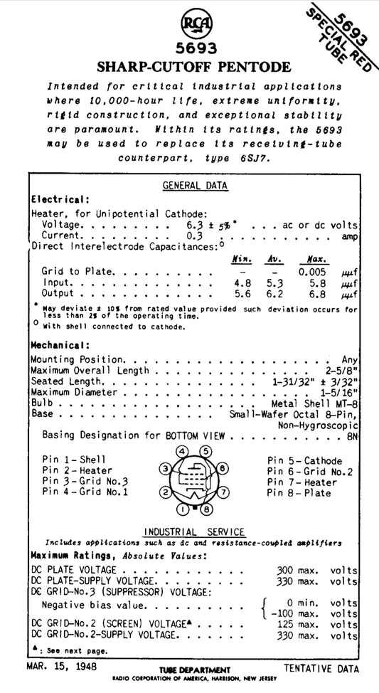 6SJ7, RCA, NEW BOXED CV3699 ,6SJ7,  CV591 VT-116 AS USED IN AR77, BC348, 75A1, HRO60, AR88